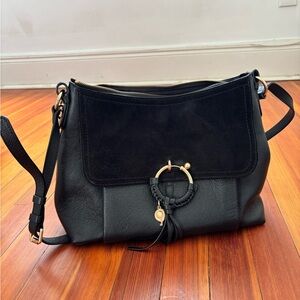 See By Chloe Black Leather and Suede Shoulder Bag